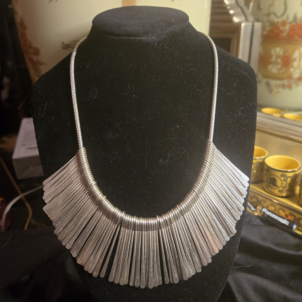 Stella & Dot Silver Fringe Statement Necklace | Pegasus Style